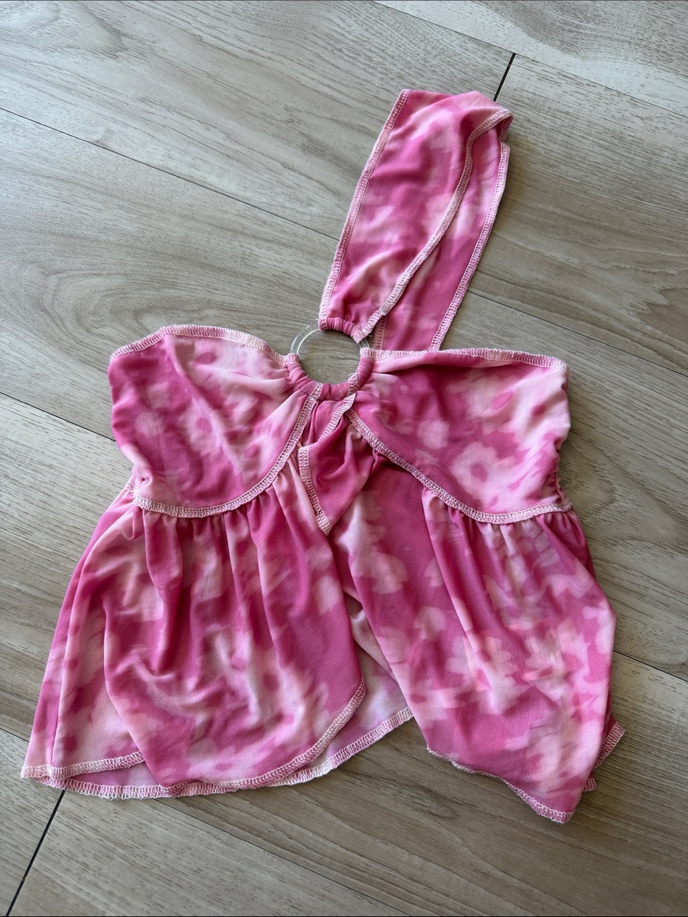 Urban Outfitters Pink Tie-Dye Ring Halter Crop Top